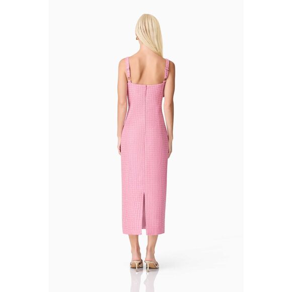 Elliatt Alia Fitted Midi Dress In Pink Wedding Guest Eventwear Size S NWT - Picture 3 of 5